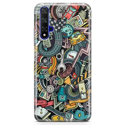 Huawei Nova 5t Kılıf Driver Doodle Arka Kapak Koruma Desenli Full Koruyucu