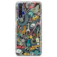 Huawei Nova 5t Kılıf Driver Doodle Arka Kapak Koruma Desenli Full Koruyucu