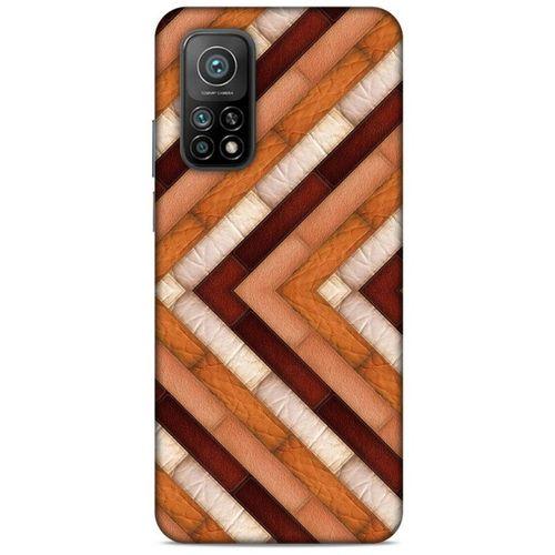 Xiaomi Mi 10T Pro 5G Kılıf Patchwork (40) Fit Silikon Kılıf Kahverengi Beyaz