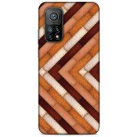 Xiaomi Mi 10T Pro 5G Kılıf Patchwork (40) Fit Silikon Kılıf Kahverengi Beyaz
