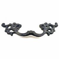 Antika Tarz Dekoratif Pirinç Çiçek Kapı Kulbu - 44x148 Mm, Oksit