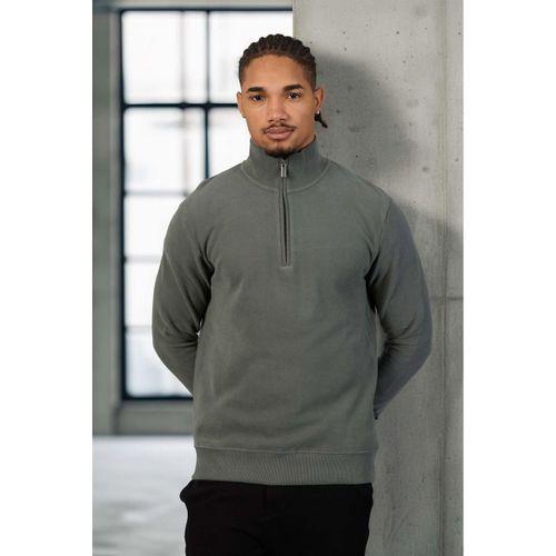 Lars Selanik Örme Kumaş Yarım Fermuar Erkek Sweatshirt - Çam Yeşili