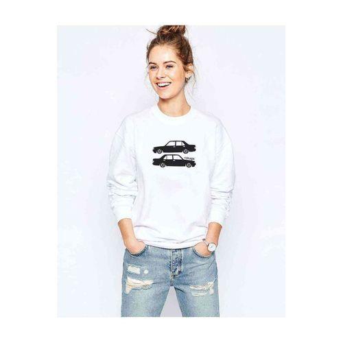 Araba Şahin Baskılı Beyaz Kadın Sweatshirt