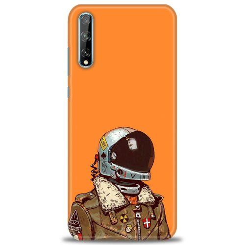 Huawei P Smart S Kılıf HD Baskılı Kılıf - Turuncu Astronot + Tam Ekran Koruyucu