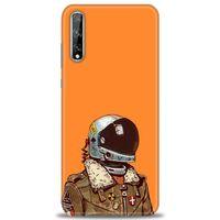 Huawei P Smart S Kılıf HD Baskılı Kılıf - Turuncu Astronot + Tam Ekran Koruyucu
