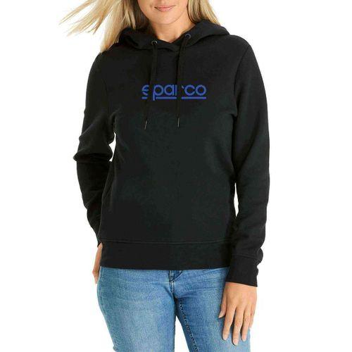 Sparco Logo Baskılı Siyah Kadın Kapşonlu Sweatshirt