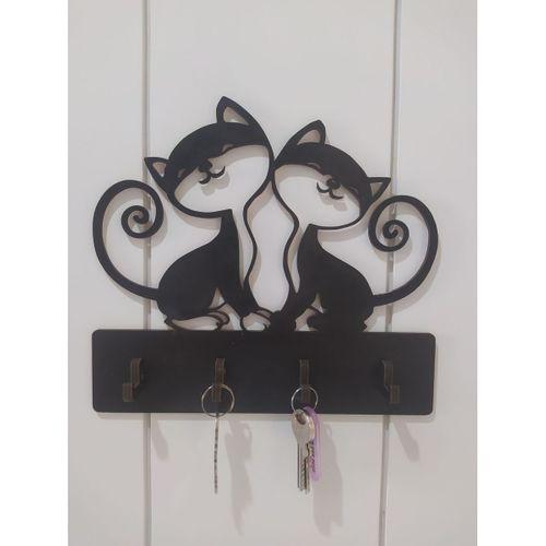 karbonsoft Kedi Temalı Ahşap Anahtarlık Askısı 22 x 25 CM