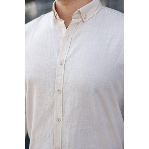 Erkek Uzun Kollu Rahat Keten Gömlek