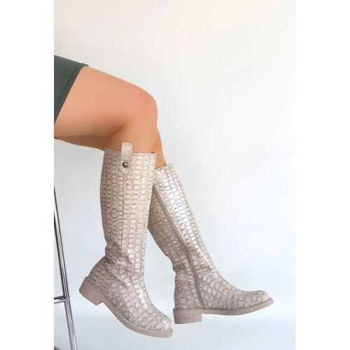 Metta Bej Cilt Desenli Çizme