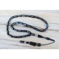 Oltu Taşı  Boru Kesim Kilim Desen İşlemeli Tespih