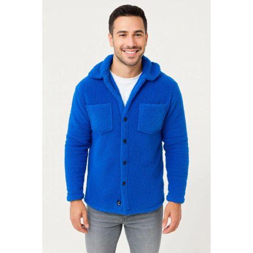 Erkek Pelüş Polar Hırka Gömlek – Yakalı, İlik Düğmeli, Göğüs Cepli, Yumuşak Dokulu Kışlık Regular Fit Rahat Günlük Model - Saks Mavisi