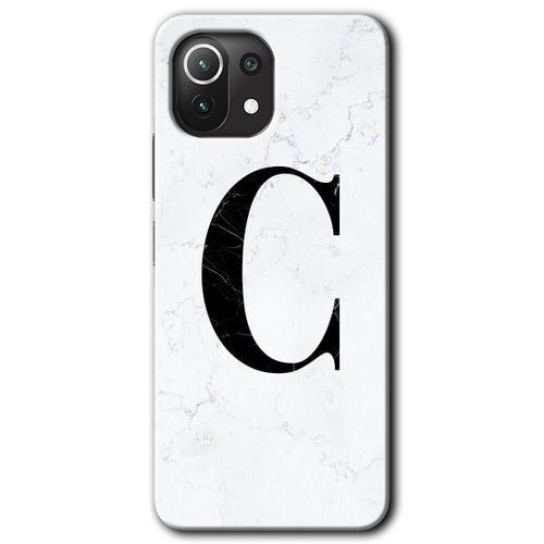 Potkal Hediye Fabrikası Xiaomi Mi 11 Lite Kılıf HD Desen Baskılı Arka Kapak - Beyaz Mermer Desenli C Harfi