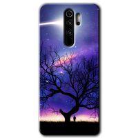 MRCİLETİSİM Xiaomi Redmi Note 8 Pro Kılıf Kapak - Uzay Silüet +Hayalet Ekran Yandan Gözükmez