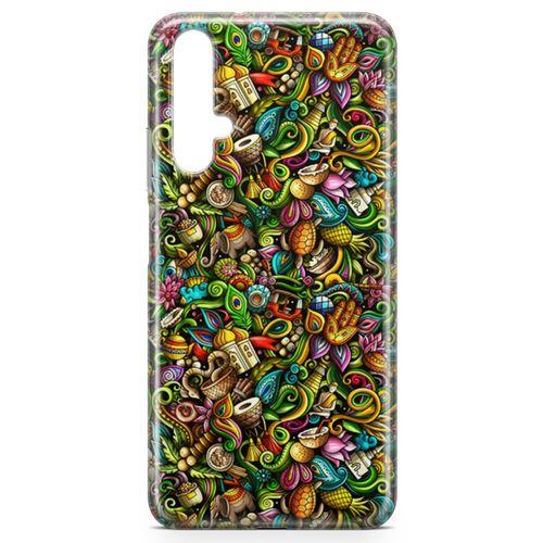Honor View 20 Kılıf Doodle Hindistan Turu Arka Kapak Koruma Desenli Full Koruyucu
