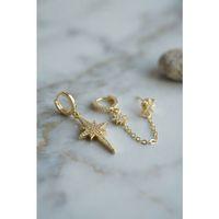 3 lü Set Küpe Gold Renk Zincir Detaylı