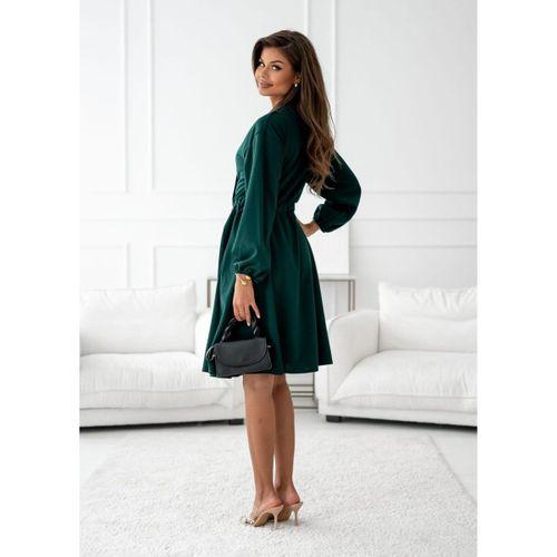 Kadın Uzun Kollu Hakim V Yakalı Yandan Toka Detaylı Ithal Mini Krep Elbise