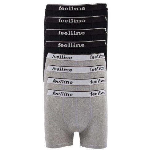 8 adet Feelline Siyah ve Gri Pamuklu Doğal Likralı Erkek Boxer