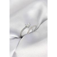 Gümüş Renk Zirkon Taşlı Kuyruklu Kalp Model Kadın Yüzük