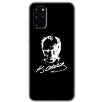 MRCİLETİSİM MRCİLETİSİM Samsung Galaxy S20 Plus Kılıf HD Desen Baskılı Arka Kapak + Temperli Cam - Atatürk Silüet İmza