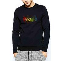 Peace Baskılı Siyah Erkek Sweatshirt