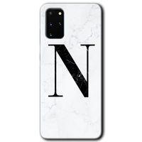 Potkal Hediye Fabrikası Samsung Galaxy S20 Plus Kılıf HD Desen Baskılı Arka Kapak - Beyaz Mermer Desenli N Harfi