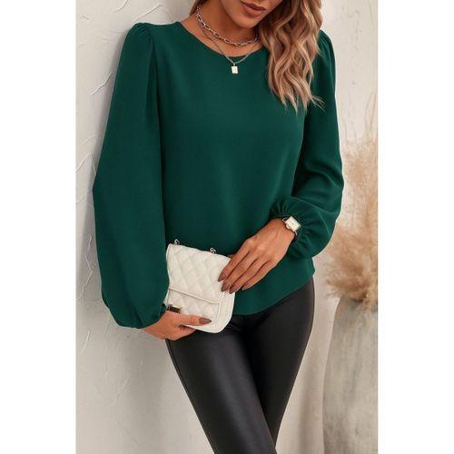 Kadın Uzun Kollu Yuvarlak Yaka Arkadan Bağcıklı Salaş Ithal Krep Bluz