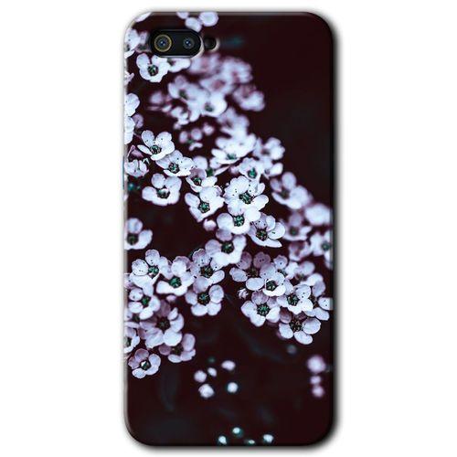 MRCİLETİSİM Realme C2 Kılıf HD Desen Baskılı Arka Kapak + Temperli Cam - Beyaz Çiçek