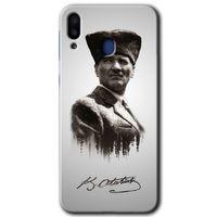 Galaxy M10 Kılıf HD Desen Baskılı Arka Kapak - Mustafa Kemal Atatürk + Kırılmaz Cam