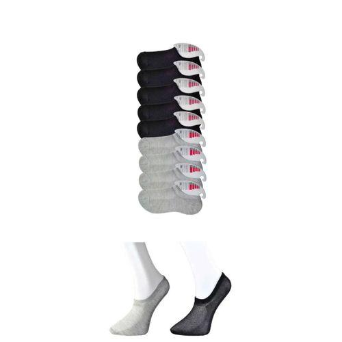 Siyah Ve Gri Kadın Görünmez Çorap 9 Çift