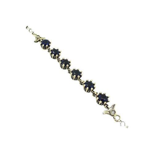 Safir  Taşlı Gümüş Otantik Bileklik