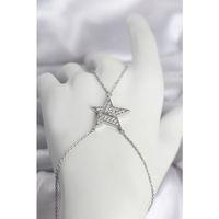 Pirinç Gümüş Renk Zirkon Taşlı Yıldız Model Kadın Şahmeran