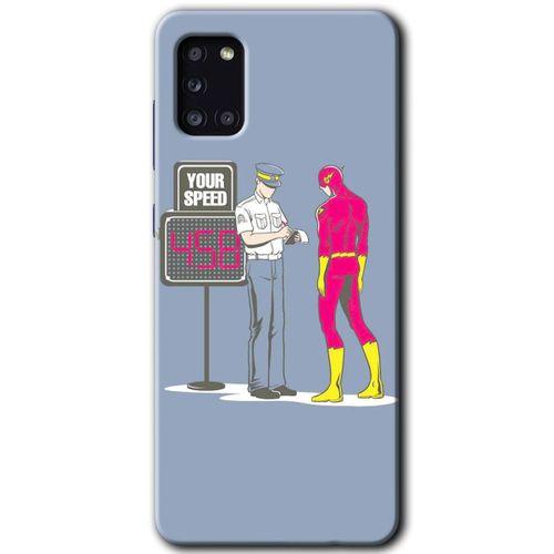 MRCİLETİSİM Samsung Galaxy A31 Kılıf HD Desen Baskılı Arka Kapak + Temperli Cam - Hız Limiti