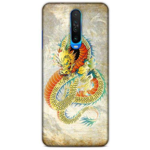 Xiaomi Redmi K30 5G Kılıf Dragons (21) Koruyucu Kapak Ejderha Dövme Sarı