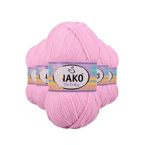 5 Adet Elite Baby El Örgü İpi Tüylenmeyen Bebek Yünü Açık Pembe 6936 - nako mudanis