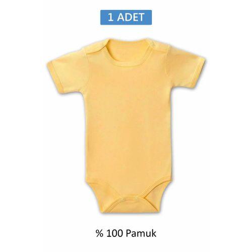 Sarı Yarım Kol Body Zıbın 7-12 YAŞ Çocuklar İçin (1 ADET) Alttan Çıtçıtlı Özel Gereksinimli