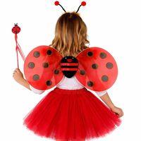 Kırmızı Uğur Böceği Ateş Böceği Kostüm Seti - (Tütü, Kanat, Taç, Asa)