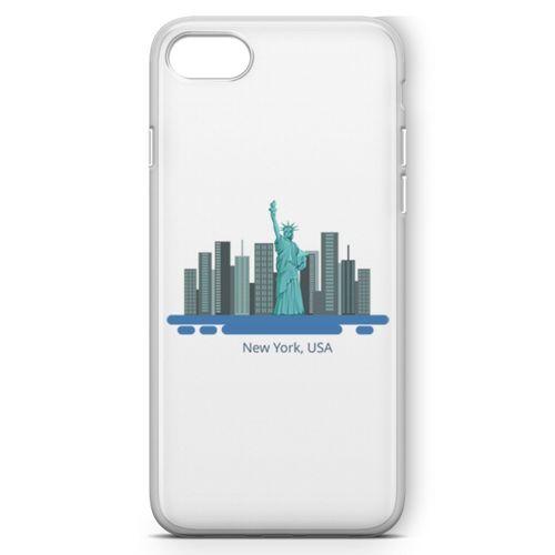 Apple iPhone SE 2020 Kılıf New York Amerika Arka Kapak Koruma Desenli Full Koruyucu