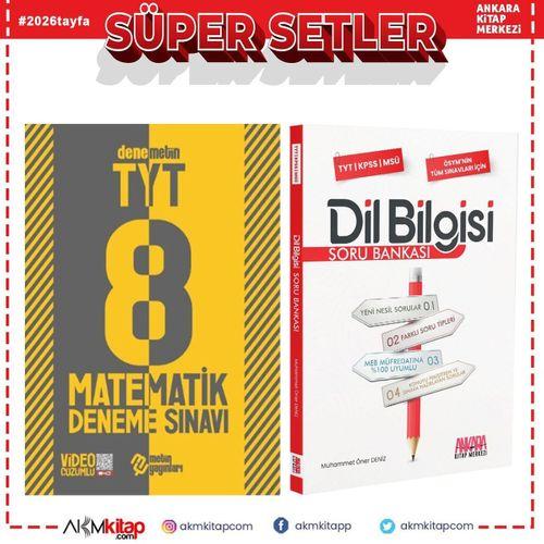 Metin Yayınları TYT Matematik 8 Deneme ve AKM Dil Bilgisi Soru Bankası Seti 2 Kitap