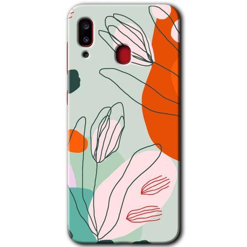 MRCİLETİSİM Samsung Galaxy A30 Kılıf Baskılı Kapak - Vektör Çiçekler +Tam Ekran Koruyucu