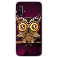 Xiaomi Mi 9 Kılıf HD Desen Baskılı Arka Kapak - Owl Bird Branch + Kırılmaz Cam