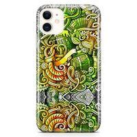 Apple iPhone 11 Kılıf Gece Yaşamı Doodle Arka Kapak Koruma Desenli Full Koruyucu