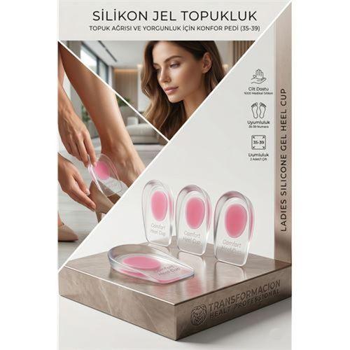 Bayanlara Özel 2 ÇİFT Silikon Jel Topukluk Tabanlık - Topuk Ağrısı ve Yorgunluk İçin Konfor Pedi (35-39) 723281