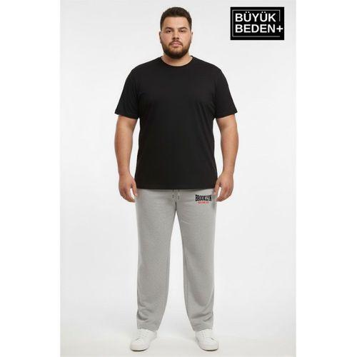 Erkek Büyük Beden BROOKLYN 1970 Baskılı Paça Reçme İnce Eşofman Altı SPR26EA952-3