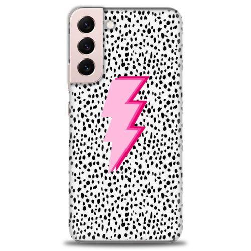 Samsung Galaxy S22 Plus Kılıf HD Baskılı Kılıf - Pembe Şimşek + Tam Ekran Koruyucu
