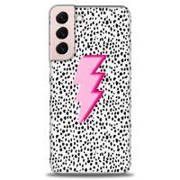 Samsung Galaxy S22 Plus Kılıf HD Baskılı Kılıf - Pembe Şimşek + Tam Ekran Koruyucu
