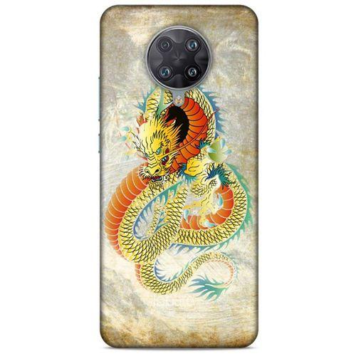 İnfinix Note 7 Kılıf Dragons (21) Koruyucu Kapak Ejderha Dövme Sarı