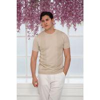 Slimfit Kolları Lastikli Likralı Desenli Bisiklet Yaka Triko T-shirt
