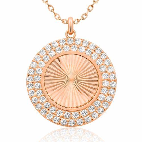 Gümüş Rose Oval Fırfır Bayan Kolye
