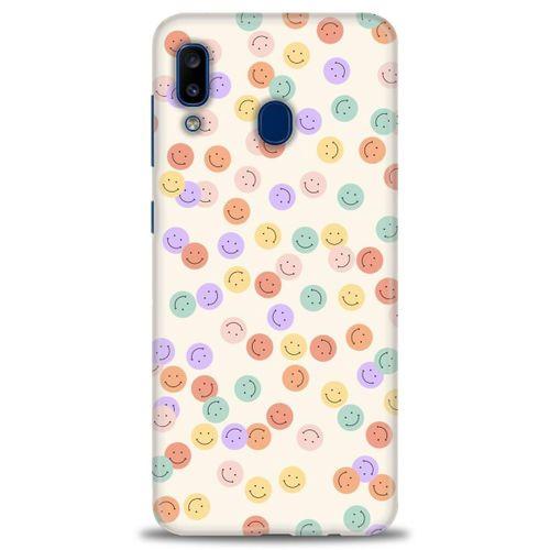 Samsung Galaxy A20 Kılıf HD Baskılı Kılıf - Gülen Yüzler + Tam Ekran Koruyucu