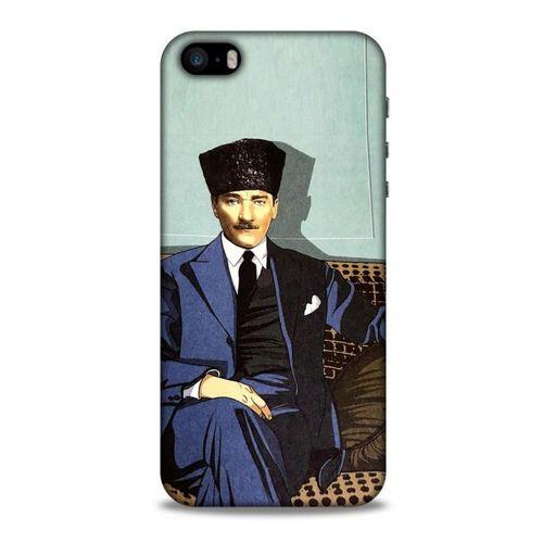 Apple iPhone SE Kılıf Atatürk (48) Bumper Kılıf Yeşil Duvar